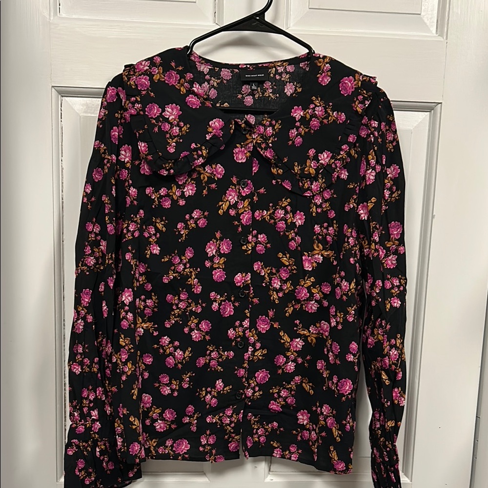 Floral Black and Pink Women's Top